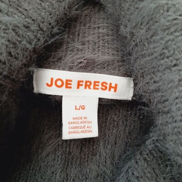 JOE FRESH Eyelash Fuzzy Knit Turtleneck Sweater Gray Sz L - Picture 10 of 13